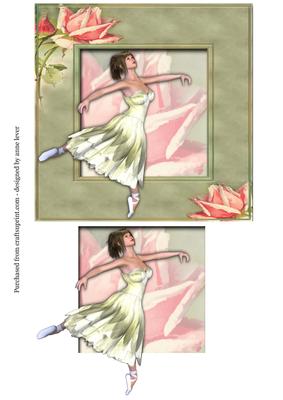 Vintage Rose Frame & Soft Green Ballerina