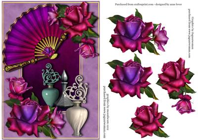 Perfume Bottles, Fan & Roses + Decoupage