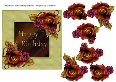 Gorgeous Roses Happy Birthday Step-by-step