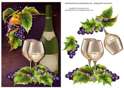 White Wine Bottle & Two Glasses - Any Occasion