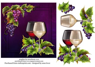 Red Wine Glass & White Wine Glass Square Topper