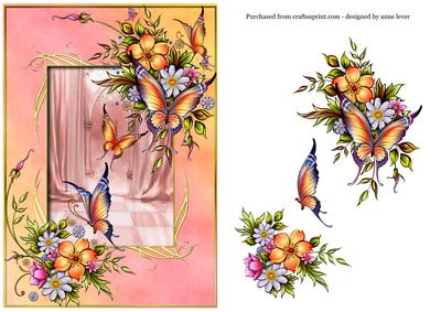 Pretty Flowers & Butterflies - Pink Background