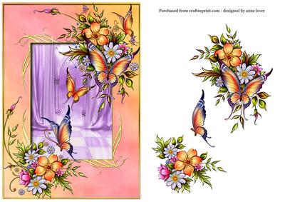 Pretty Flowers & Butterflies - Purple Background
