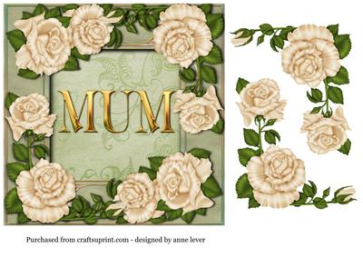 Mum with Ivory Roses + Decoupage