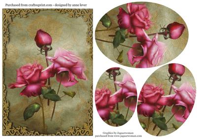 Antique Pink Roses Oval Pyramage