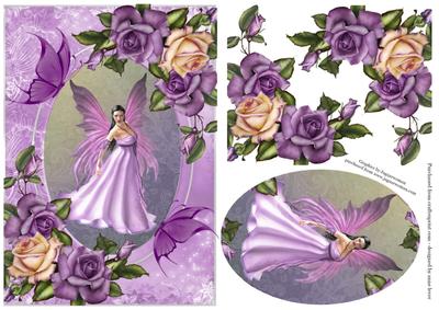 Beautiful Purple Faery with Heritage Roses + Decoupage
