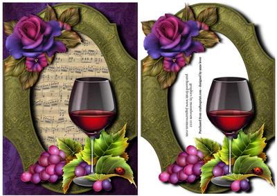 Red Wine Glass & Beautiful Rose + Extra Frame