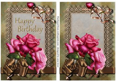 Pink Roses & Lace - Birthday & Blank