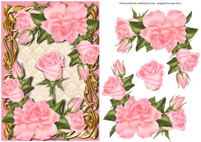 Art Nouveau Pink Roses + Decoupage