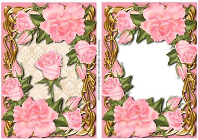 Art Nouveau Pink Roses + Decoupage Frame