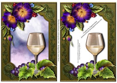 Glass of White Wine & Wild Roses+ Extra Frame