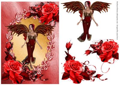 Red & Gold Fairy + Decoupage