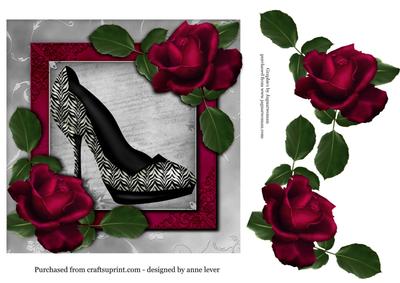 Zebra Print Shoe & Roses + Decoupage