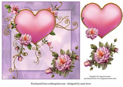 Vintage Pink Roses & Heart