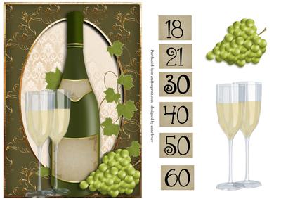 Wine Bottle & Glasses + Adult Ages 18 21 30 40 50 60