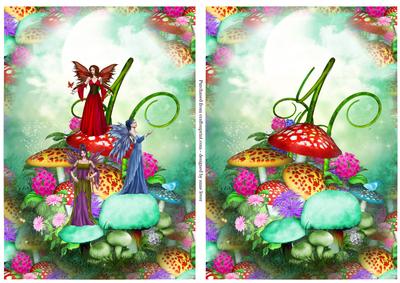2 Fantasy Mushroom Fairy Scene Toppers
