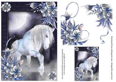 Ethereal White Horse + Decoupage & Tag