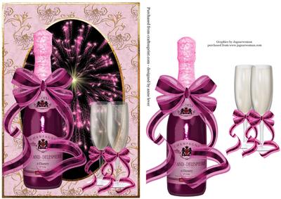 Pink Champagne Bottle & Glasses
