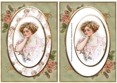 Vintage Cameo Portrait with Rose Frame