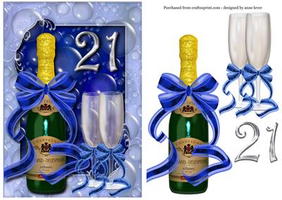 21st Birthday Champagne Bottle, Glasses & Bubbles