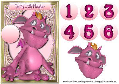 To My Little Monster Pink Age Topper 1 2 3 4 5