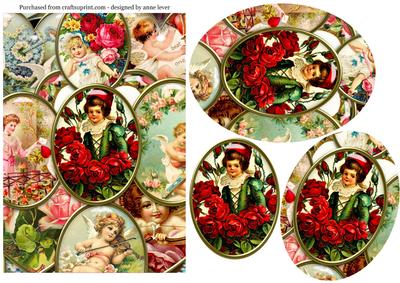 Victorian Valentines Tokens Collage