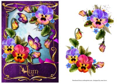 Purple Pansies & Flutters for Mum
