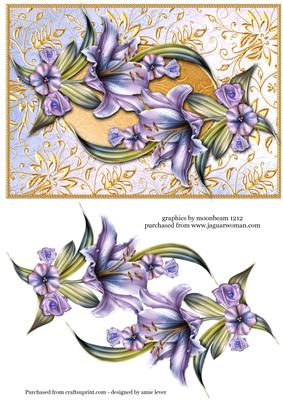 Beautiful Lilies on a Golden Frame
