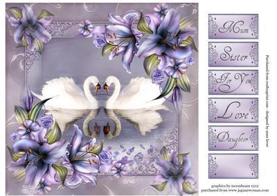 Beautiful Swans & Lilies - Square + Greetings