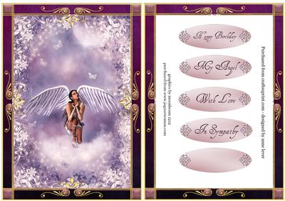 Beautiful Angel in Purple Frame + Greetings