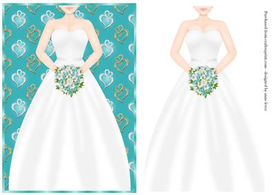 Wedding Bride - White Dress & Blue Bouquet