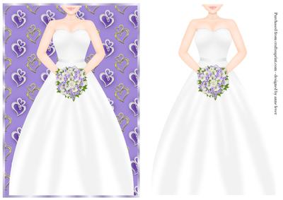 Wedding Bride - White Dress & Purple Bouquet