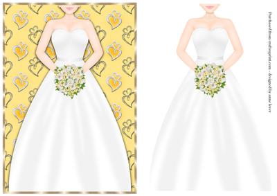 Wedding Bride - White Dress & Yellow Bouquet