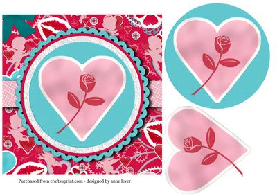 Modern Valentines Stickers Topper - Heart & Rose