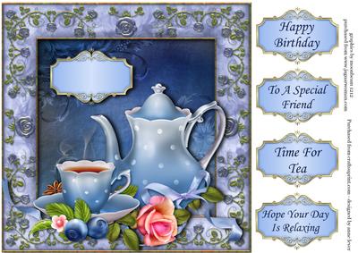 Time for Tea - Blue + Rose Frame