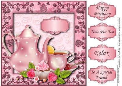 Time for Tea with Rose Frame