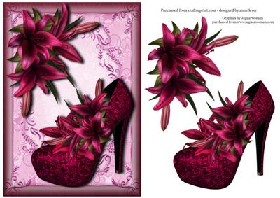Fabulous Diva Shoe & Lilies + Decoupage
