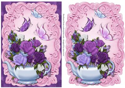 Heirloom Rose Teapot and Butterflies Topper & Plaque