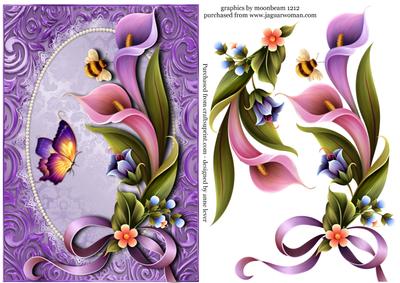 Gorgeous Cala Lilies on a Foil Background