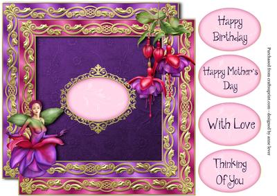 Double Satin Square Frame & Fuschias