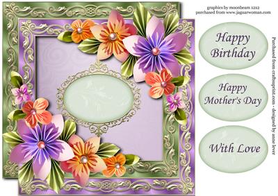 Double Satin Square Frame & Origami Flowers