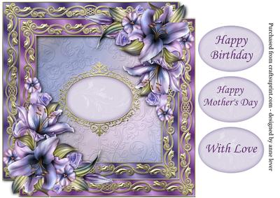 Double Satin Square Frame & Purple Lilies
