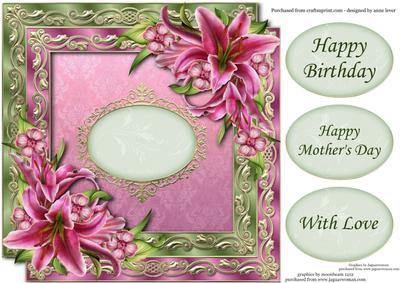 Double Satin Square Frame & Stargazer Lilies