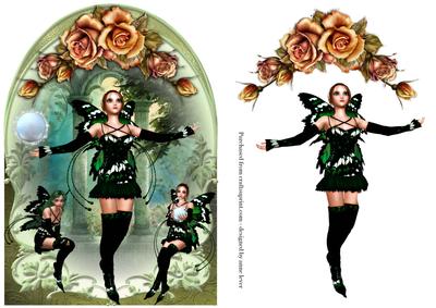 Gorgeous Fairies & Sunset Roses Arch Shaped Topper