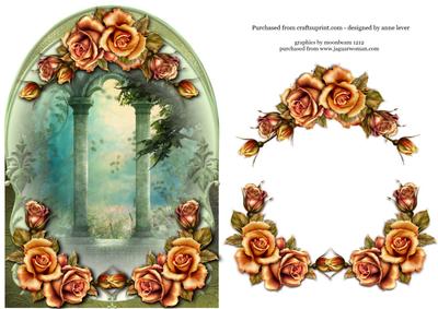 Sunset Roses Scenic Archway - Shaped Topper