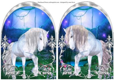 Ethereal White Horse Silver Arch Scenic Toppers