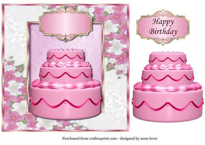 Pink Birthday Cake & Floral Frame