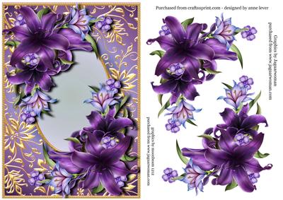 Beautiful Dark Purple Lilies & Gilded Frame