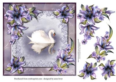 Elegant Purple Lilies & Swan