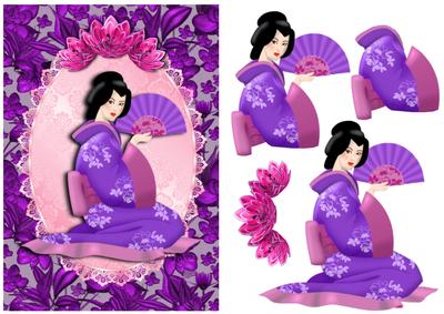 Gorgeous Geisha & Lotus - Purple and Pink